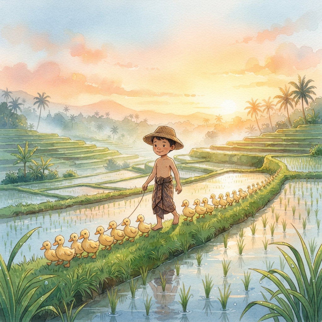 Storybook cover for Jalan Pagi Made dan Bebek-Bebek