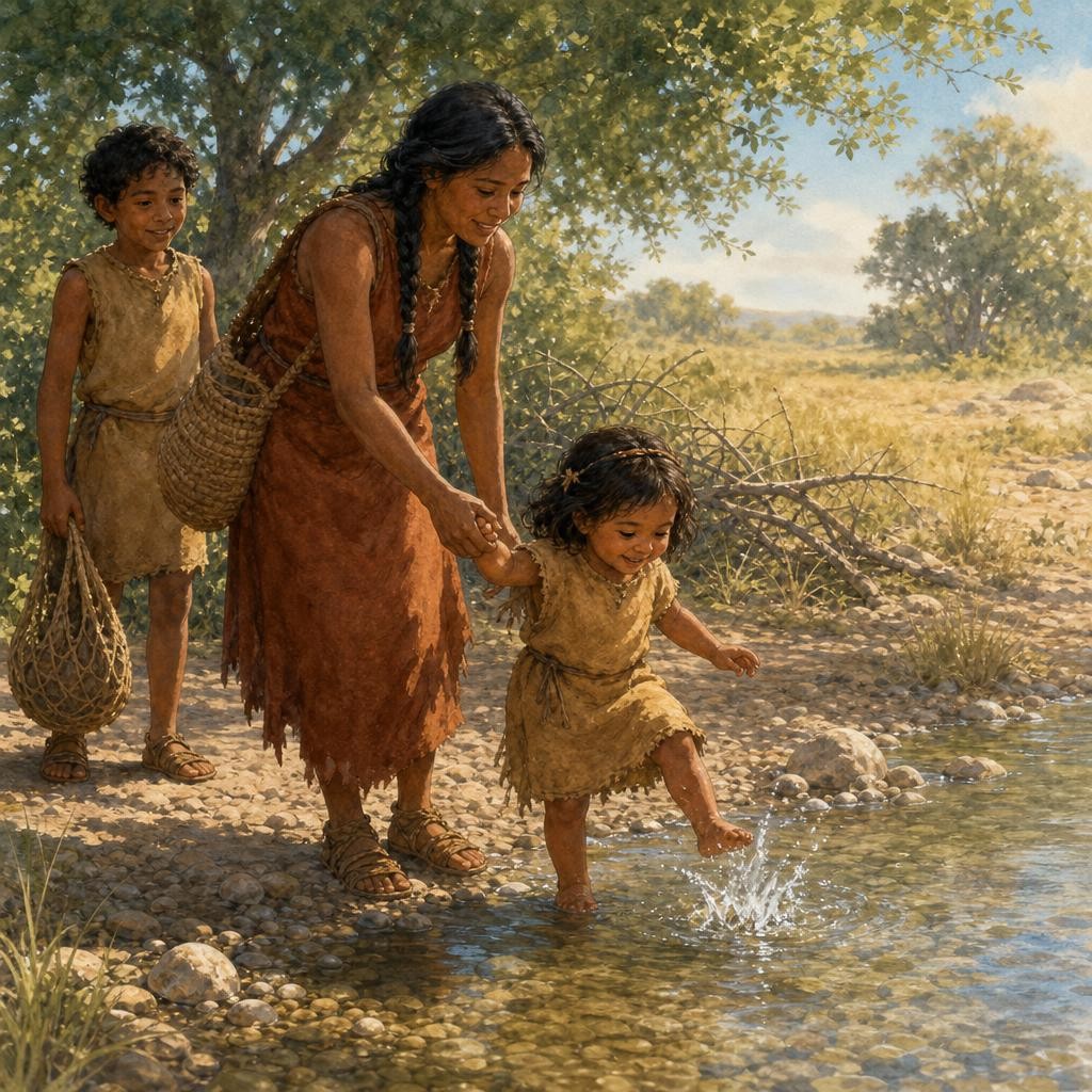 When Mother returned, Nara ran straight into her knees. Mother set down her load before lifting Nara, as if the welcome needed no polite words. Later, a smaller group took a short