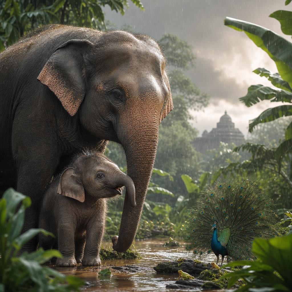 Storybook cover for In a green green forest in India, lived a baby elephant named Aanya.