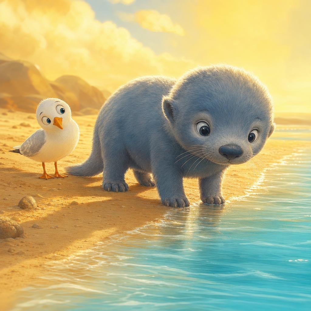 A Little Furry Walker illustration for The Whale Who Used to Walk