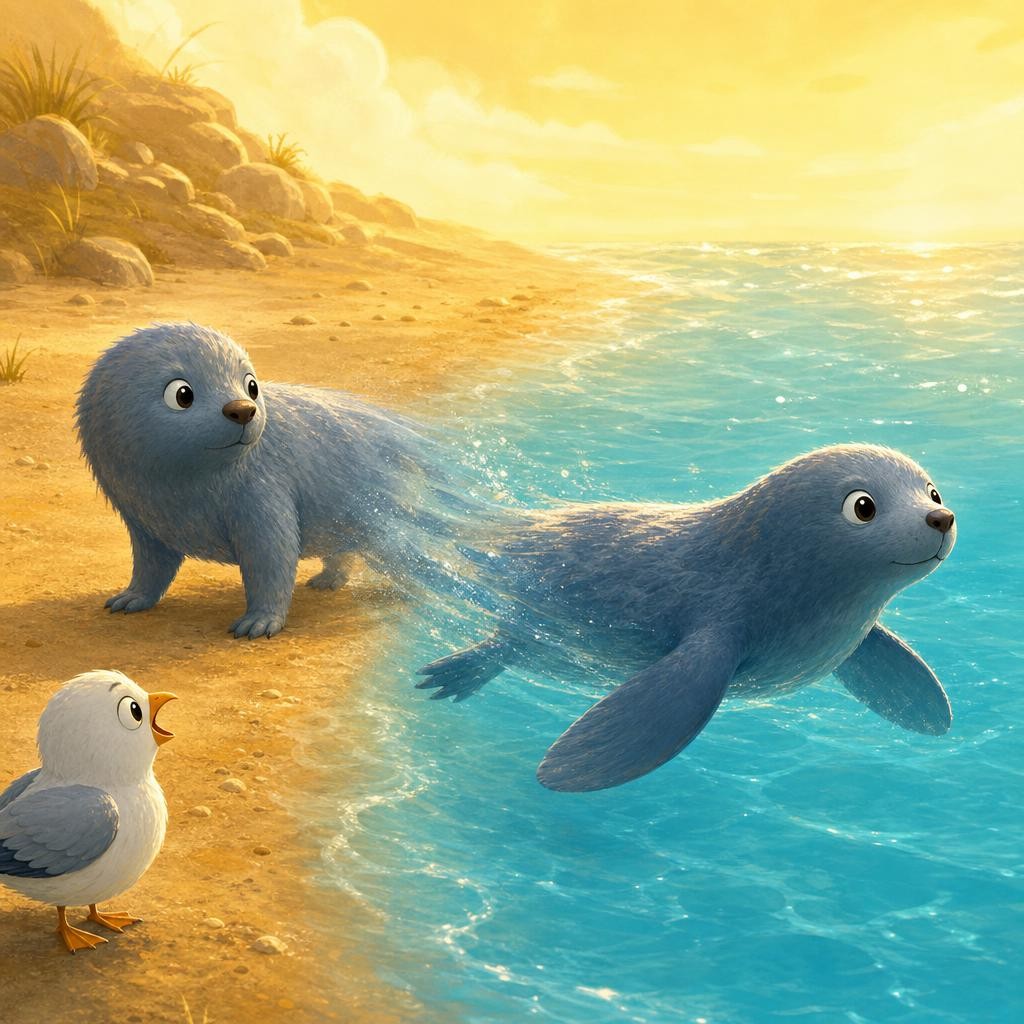 Legs Become Flippers illustration for The Whale Who Used to Walk