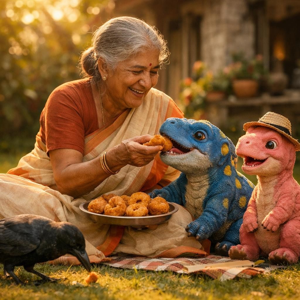 Happy Snack Time illustration for The Great Vada Rescue