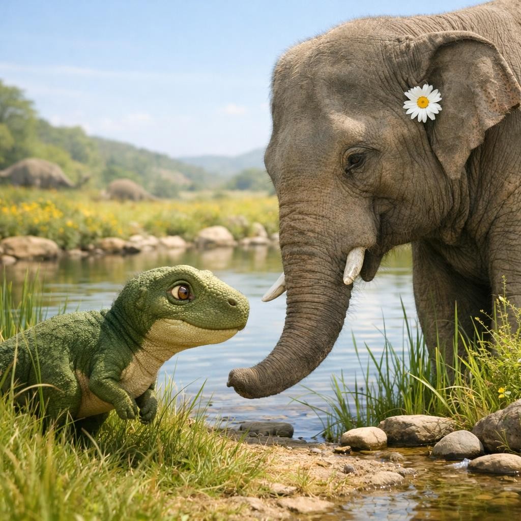 A Walk to the Water illustration for The Dinosaur Who Couldn’t Roar
