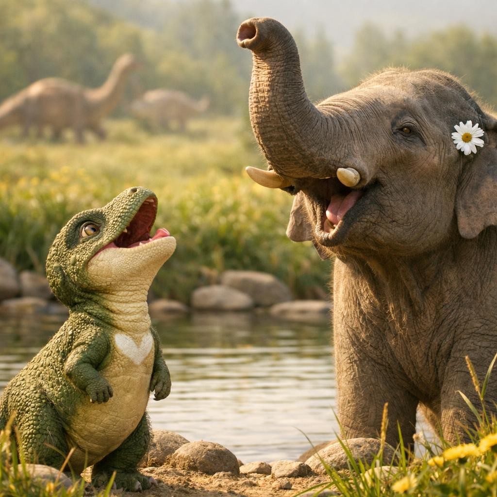 Let’s Try Together illustration for The Dinosaur Who Couldn’t Roar
