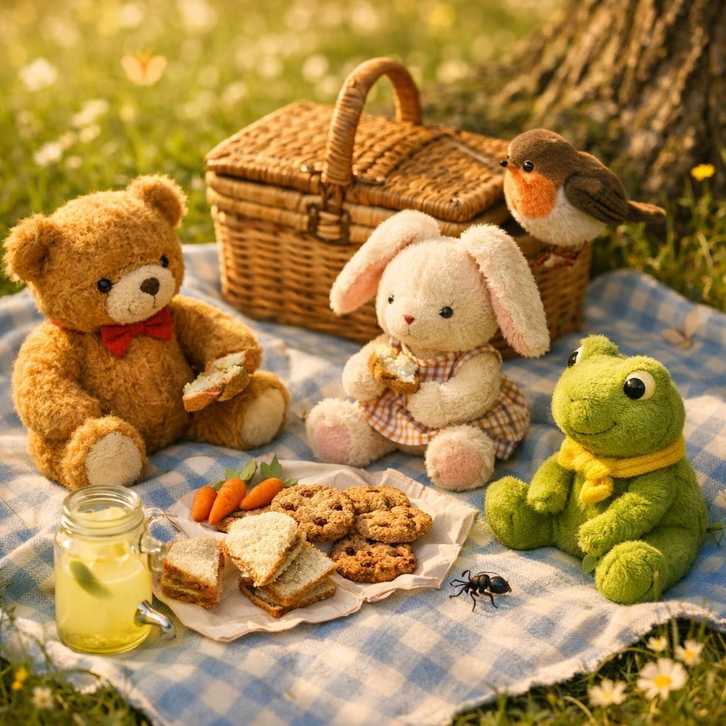 சாப்பிடலாம், share பண்ணலாம்! illustration for Teddy Bear-ோட Picnic Day!