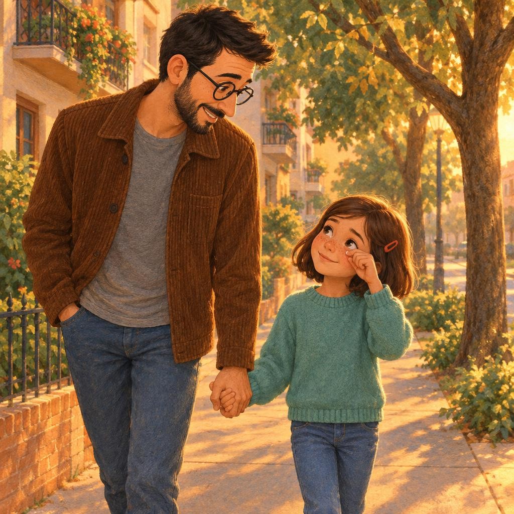 De regreso a casa, papá le tomó la mano. —¿Sabes una cosa? El Ratoncito Pérez lee las cartas de los niños. ¿Y si le escribes y le cuentas lo que pasó? —¿Y si no me cree? —Cuéntale 