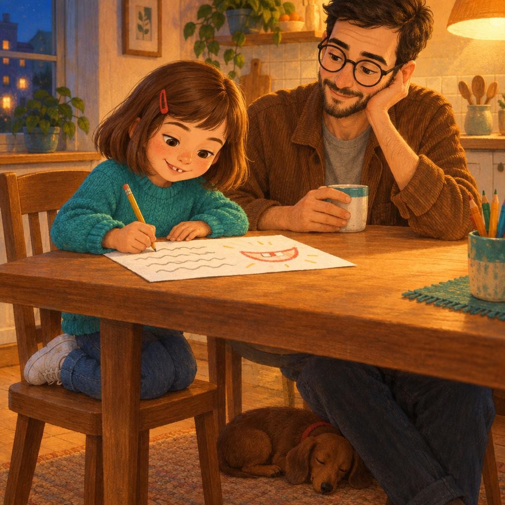 En la mesa de la cocina, Inés escribió con su mejor letra, grande y un poco torcida: “Querido Ratoncito Pérez: hoy se me cayó mi primer diente en el arenero del parque. Lo buscamos