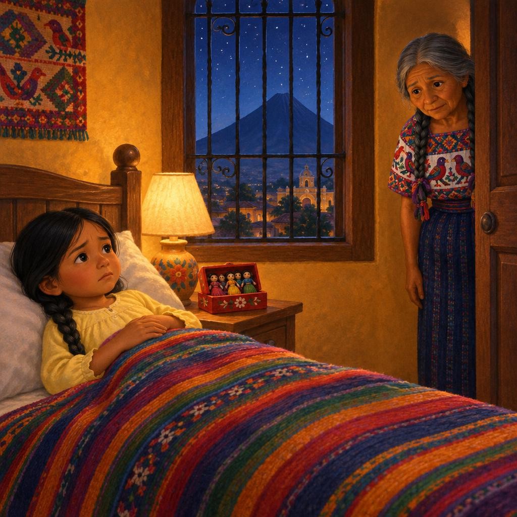 Storybook cover for Ixchel y las muñecas quitapenas