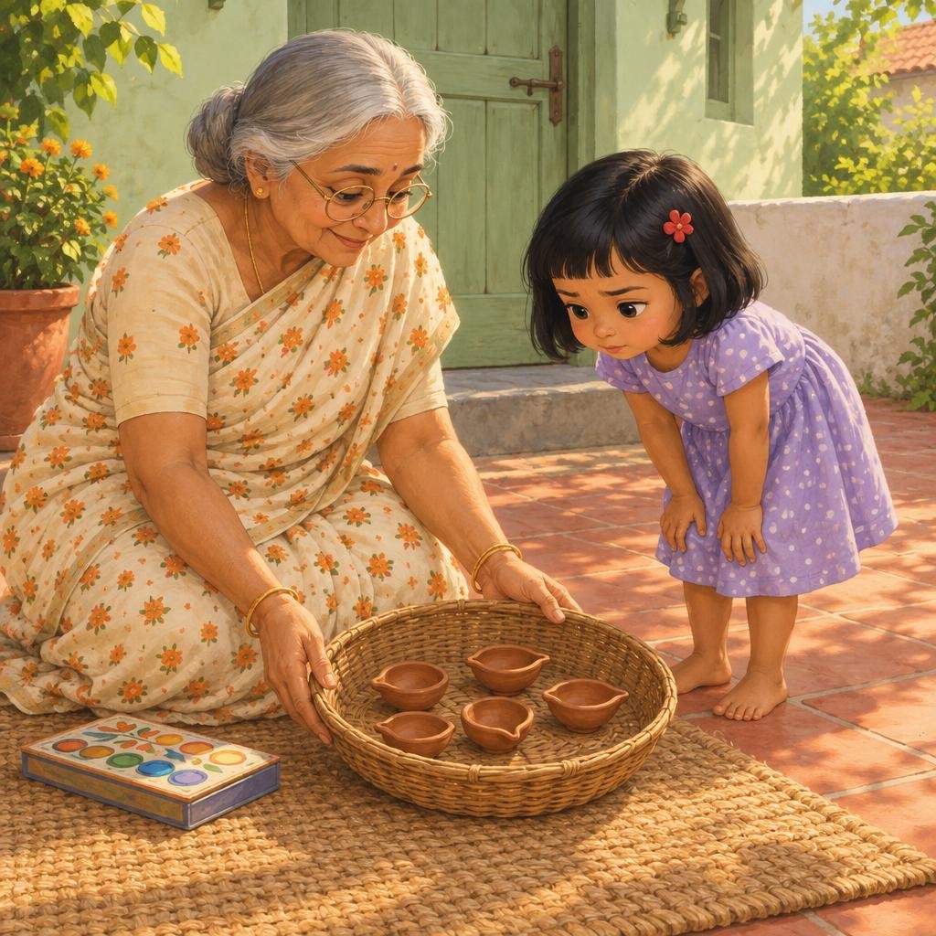 Storybook cover for Mira Paints the Diwali Diyas