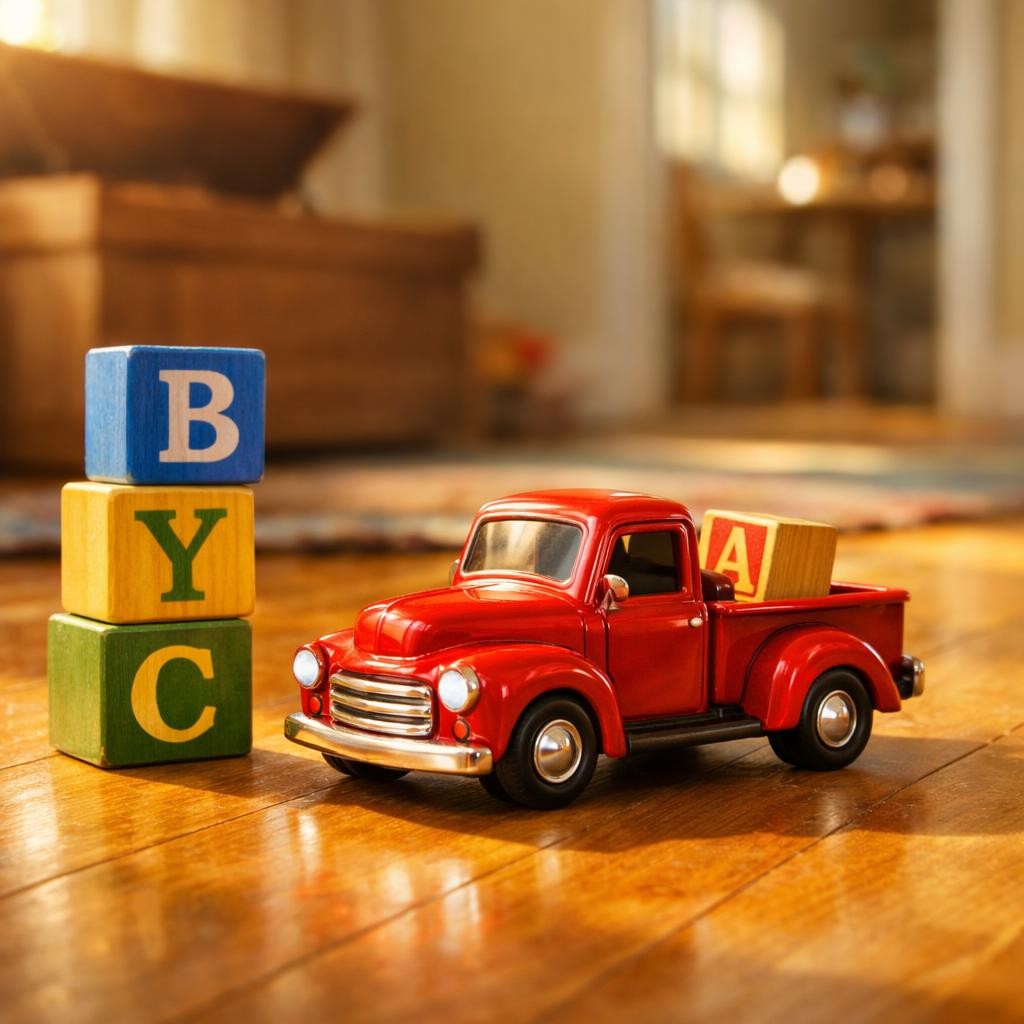 Building a Tower illustration for Beep Beep, Little Red Truck