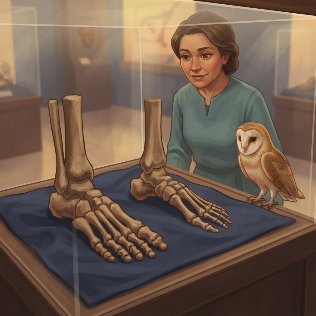 Most very old shoes rotted away, so scientists also study foot bones. In some ancient skeletons, the smaller toe bones became more slender while the leg bones stayed strong. This i
