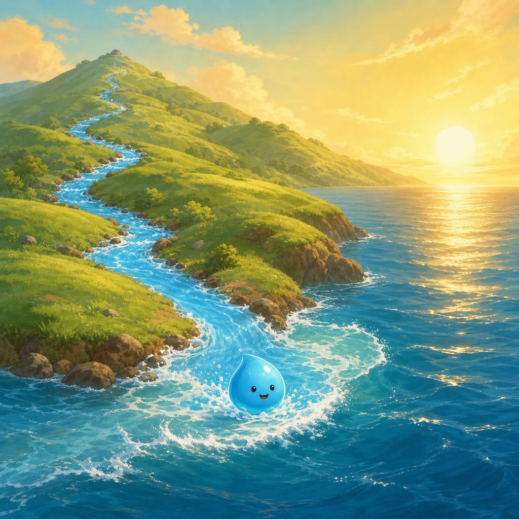 All the Way to the Sea illustration for The Little Raindrop's Journey