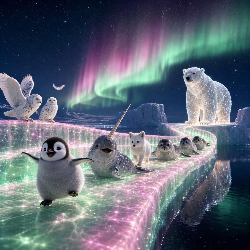 Everyone Comes Across illustration for Lumina's Glowing Bridge