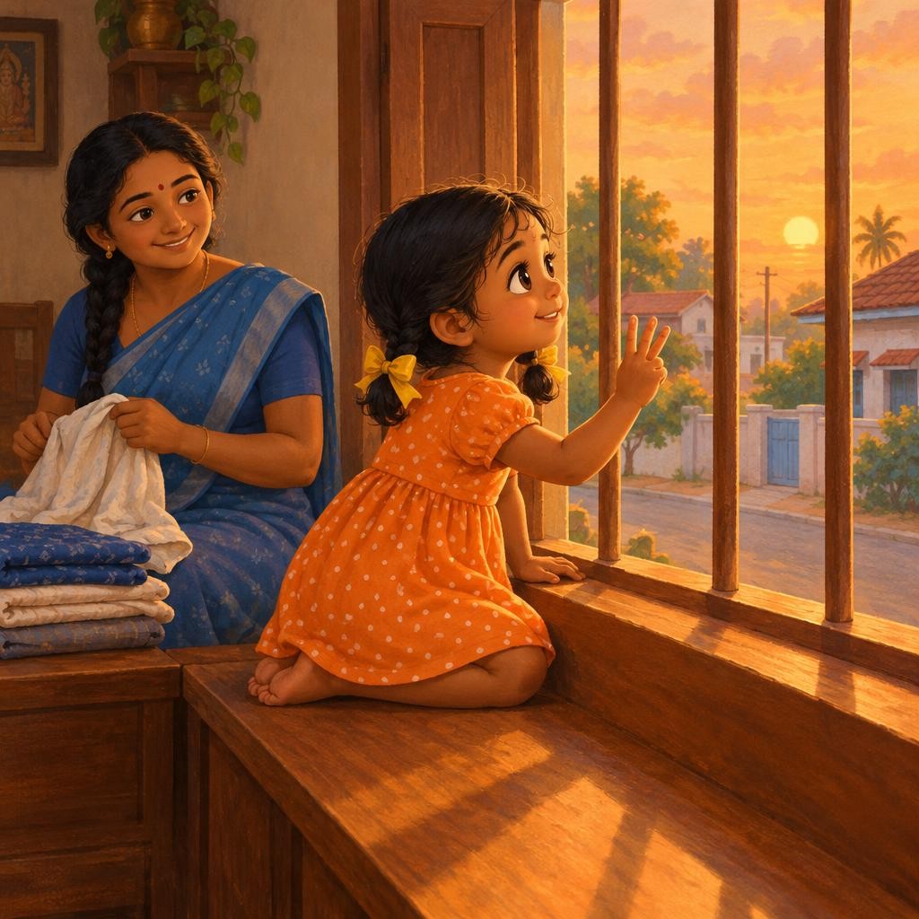 ஒவ்வொரு நாள் சாயங்காலமும் மீனா கேட்டாள். "அம்மா, என் பாவாடை ready-ஆ?" "இன்னும் இல்லை, செல்லம்." ஒரு நாள். ரெண்டு நாள். மூணு நாள். மீனா விரல்களை எண்ணினாள். "இன்னும் எத்தனை நாள்?"