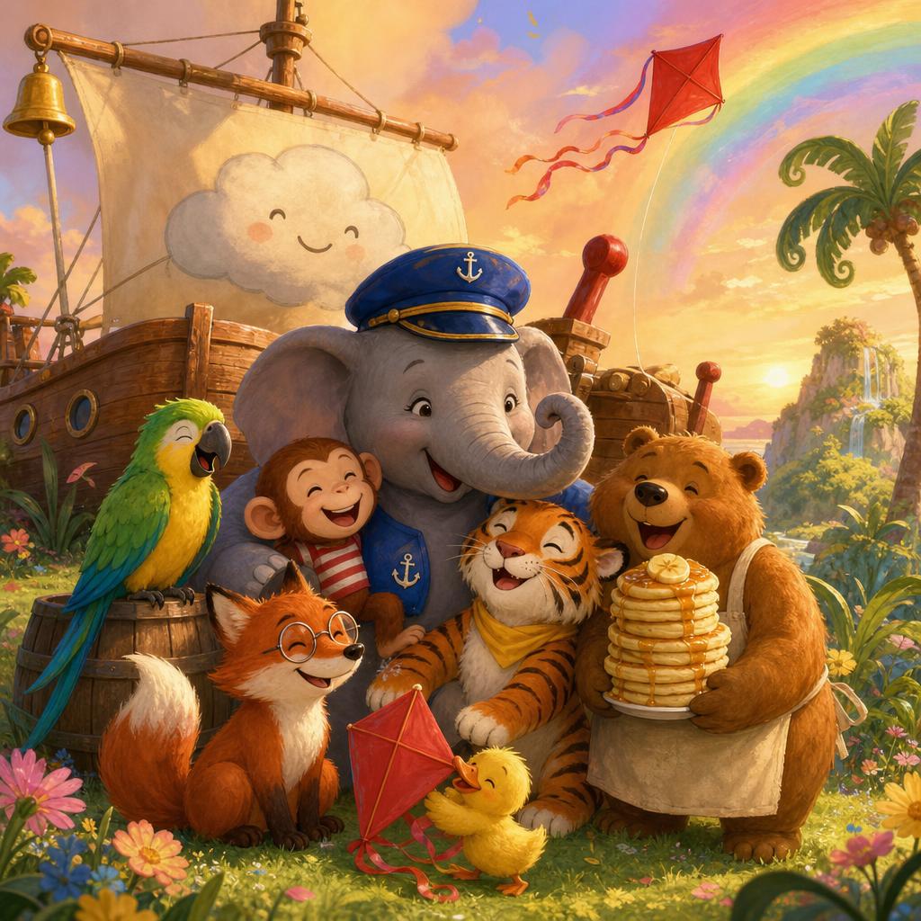 Pancakes On Rainbow Island illustration for Captain Ellie's Flying Ship